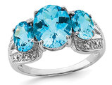 5.40 Carat (ctw) Blue Topaz Three Stone Ring in Sterling Silver